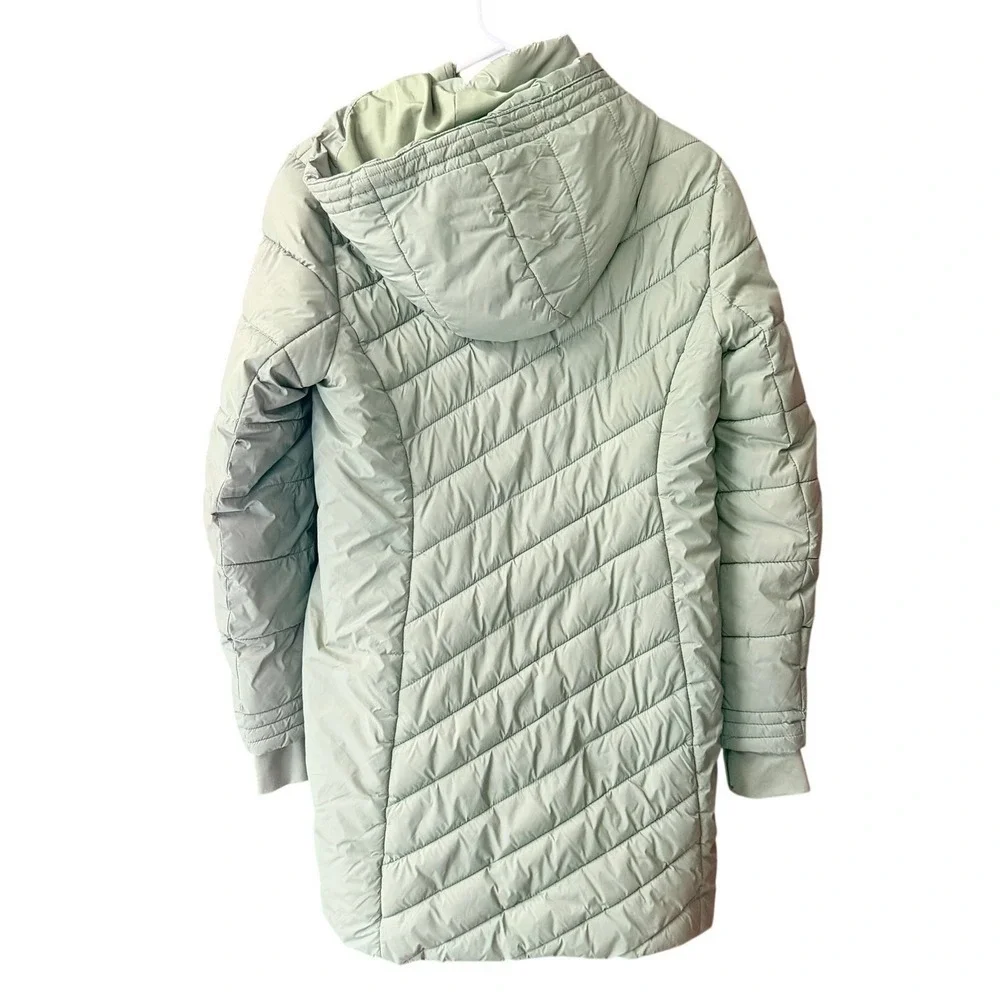 Spyder Womens Sage Green Hooded Puffer Jacket Chevron Quilted Size‎ Small - Picture 3 of 12